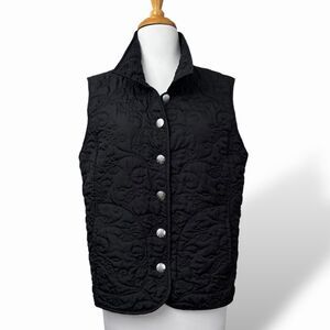 North Style Women Lightweight Quilted Black Vest Size L Pockets Casual Outdoor
